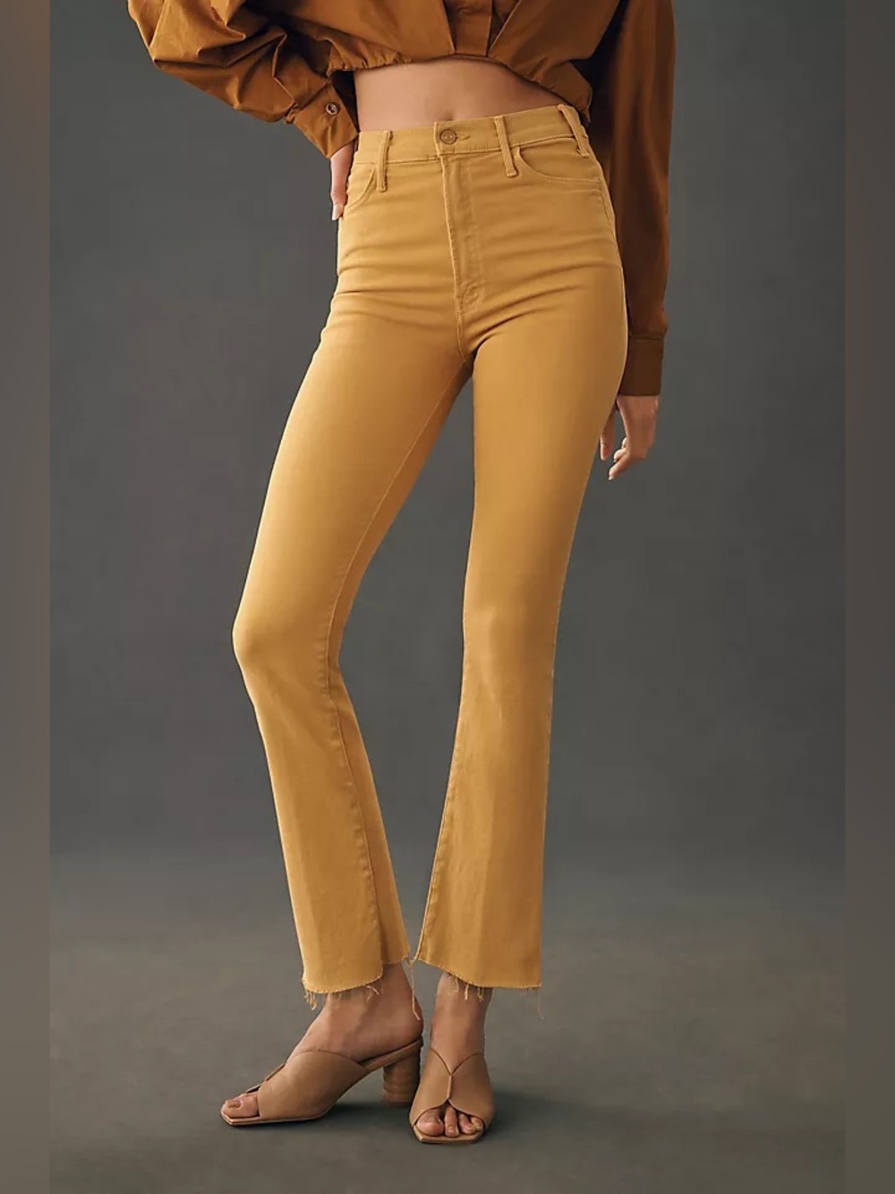 Mother The Hustler Ankle Fray Jeans High Rise Tinsel Wash in Second Chance
